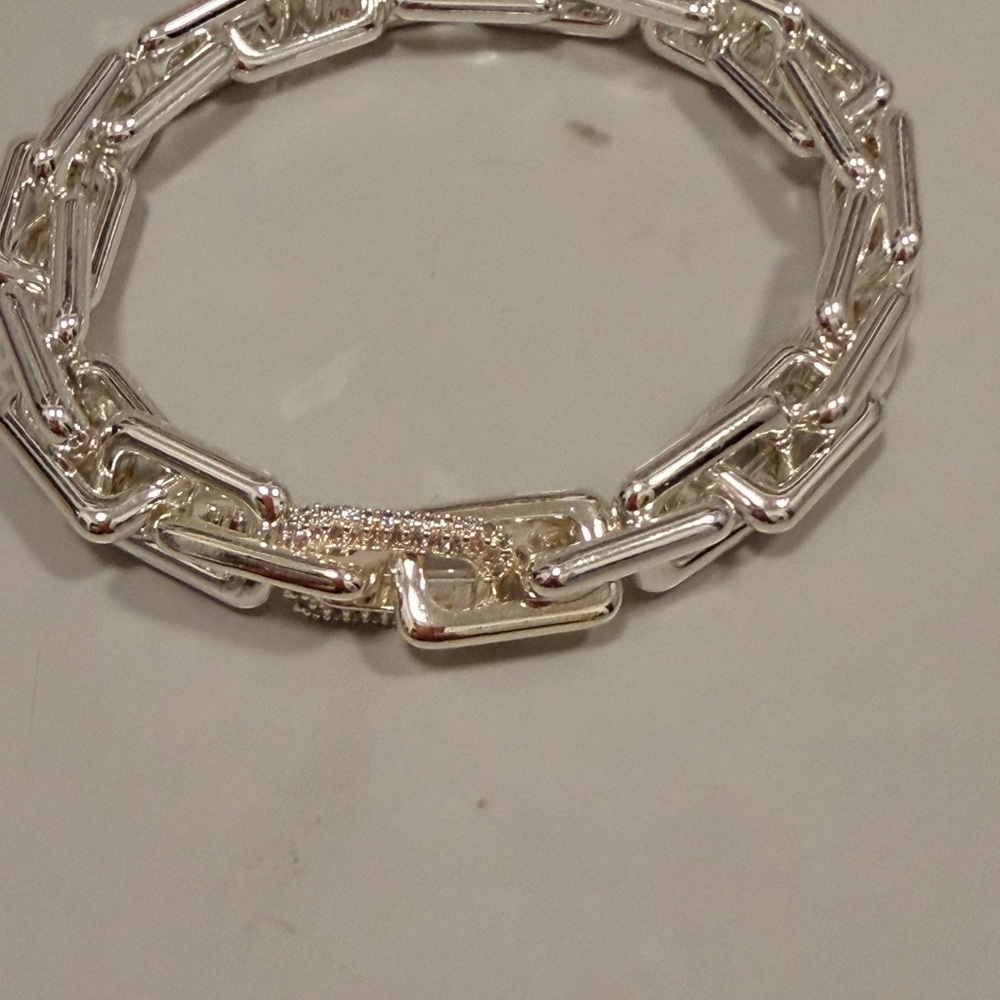 BOMB PARTY!! Silver-Tone Beaded & Chain Bracelet Stack with Champagne Beads - Picture 7 of 10